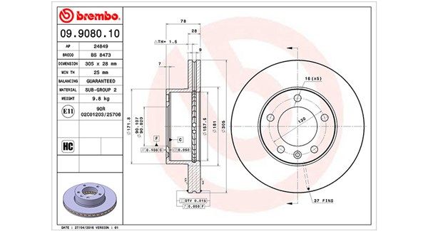 MAGNETI MARELLI Тормозной диск 360406008900